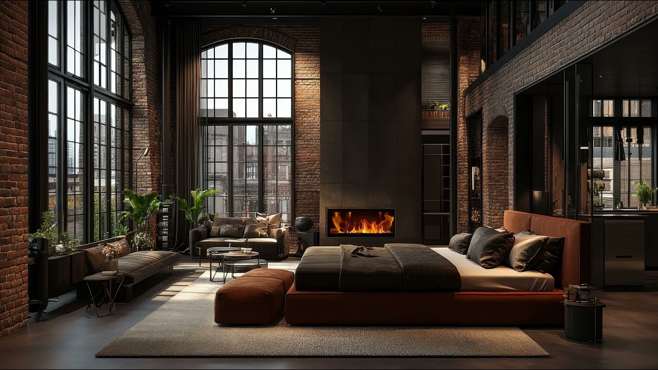 City Loft Fireplace Ambience | Smooth Lofi R&B Beats to Relax & Study