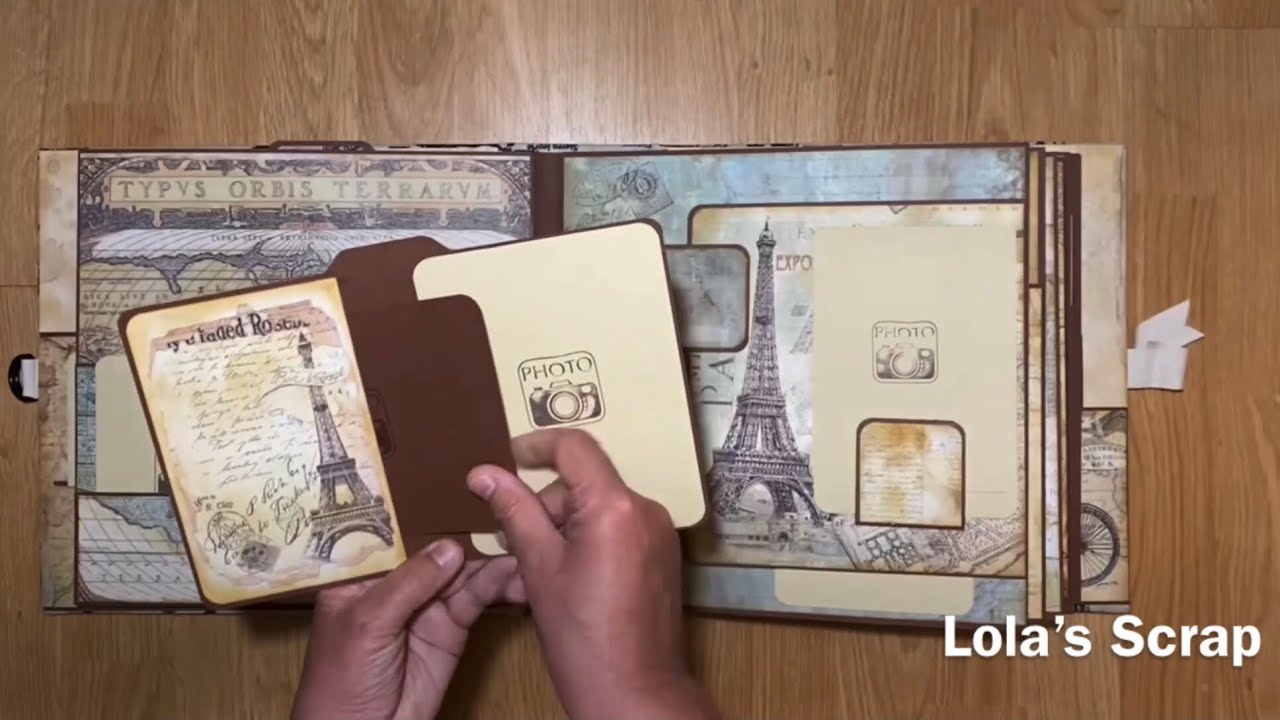 Álbum viajes con papeles de Stamperia y más. DIY Scrapbook