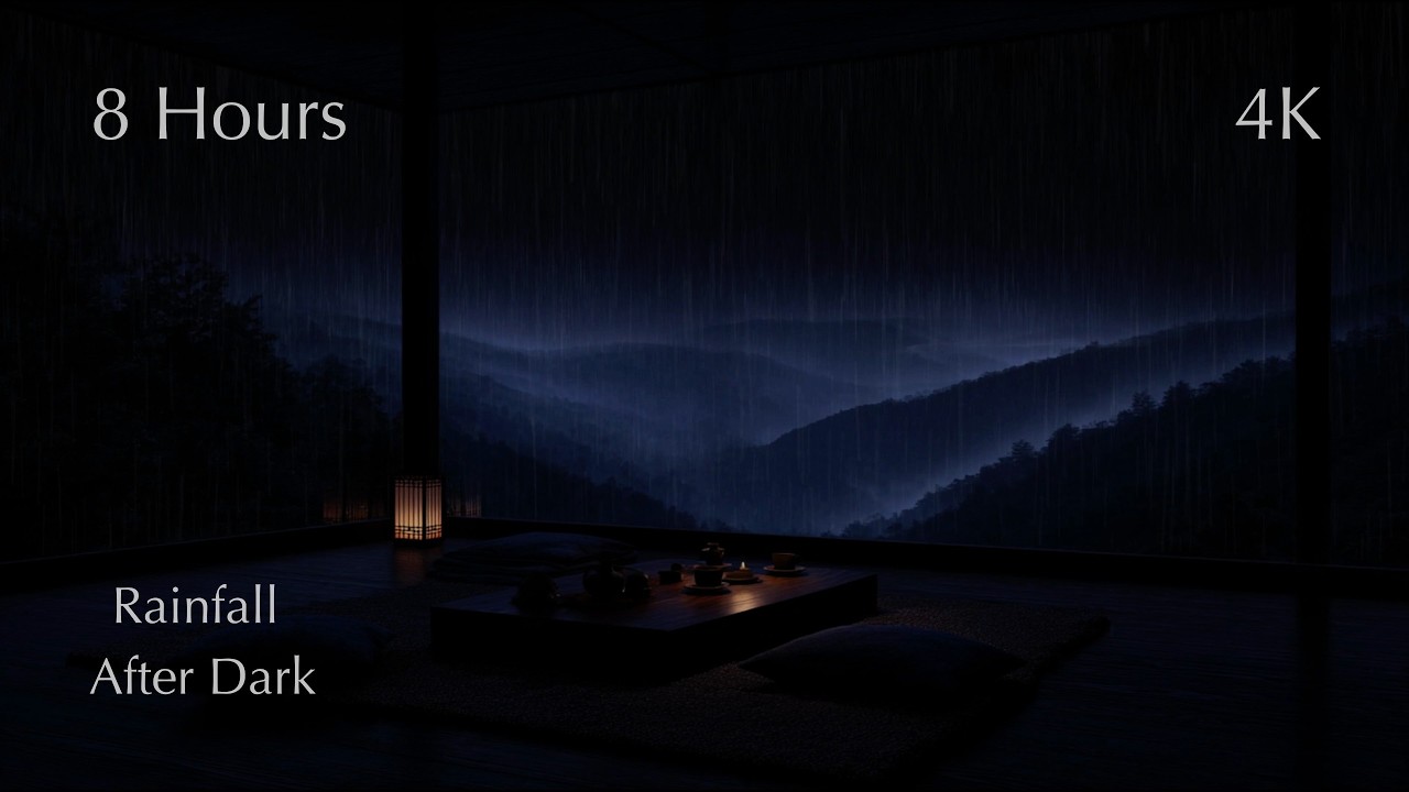 Soothing Rainfall After Dark 🌧️ (No Ads) | Dark Mountain Bedroom for Deep Sleep