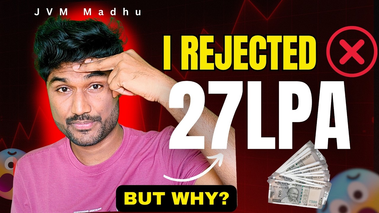 😱💰Why I Rejected 27 LPA Offer 😳 | YouTube vs High Package Job | Real Truth