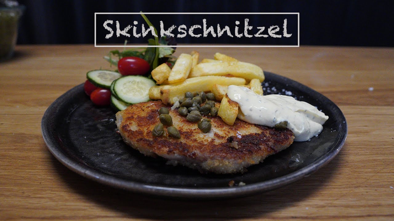 Skinkschnitzel med jumbopommes och bea