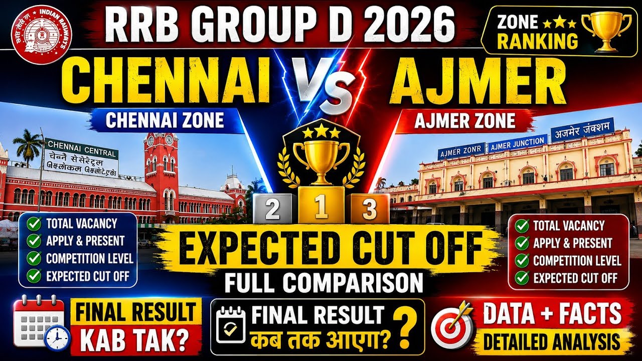 RRB Group D Chennai vs Ajmer Expected Cut Off 2026 🔥 | Final Result Kab Tak? | #rrbgroupd #railway 