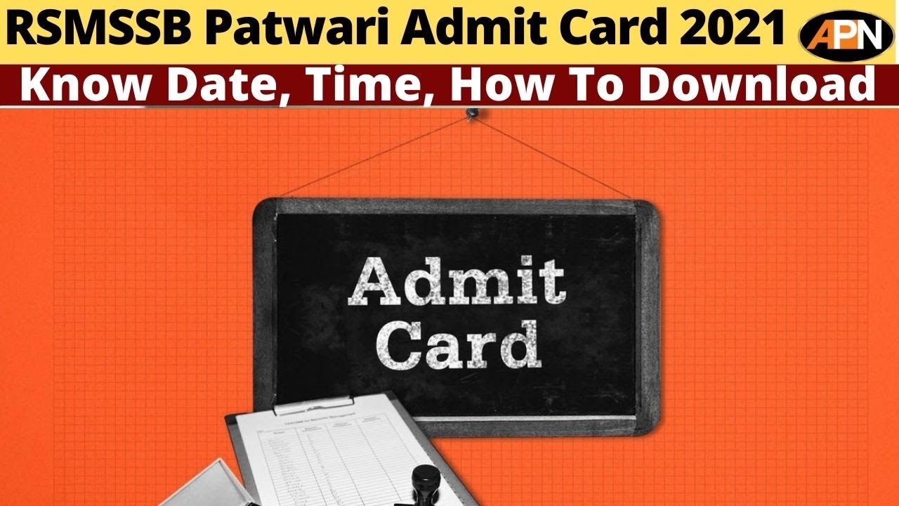 RSMSSB Patwari Admit Card 2021 Released, Know How To Download