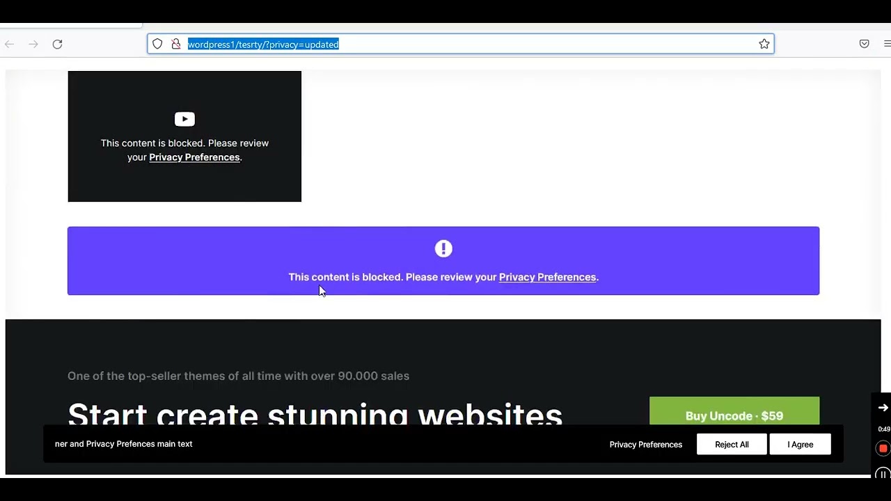 Privacy Youtube video. Exclude and Include examples on the Uncode Theme