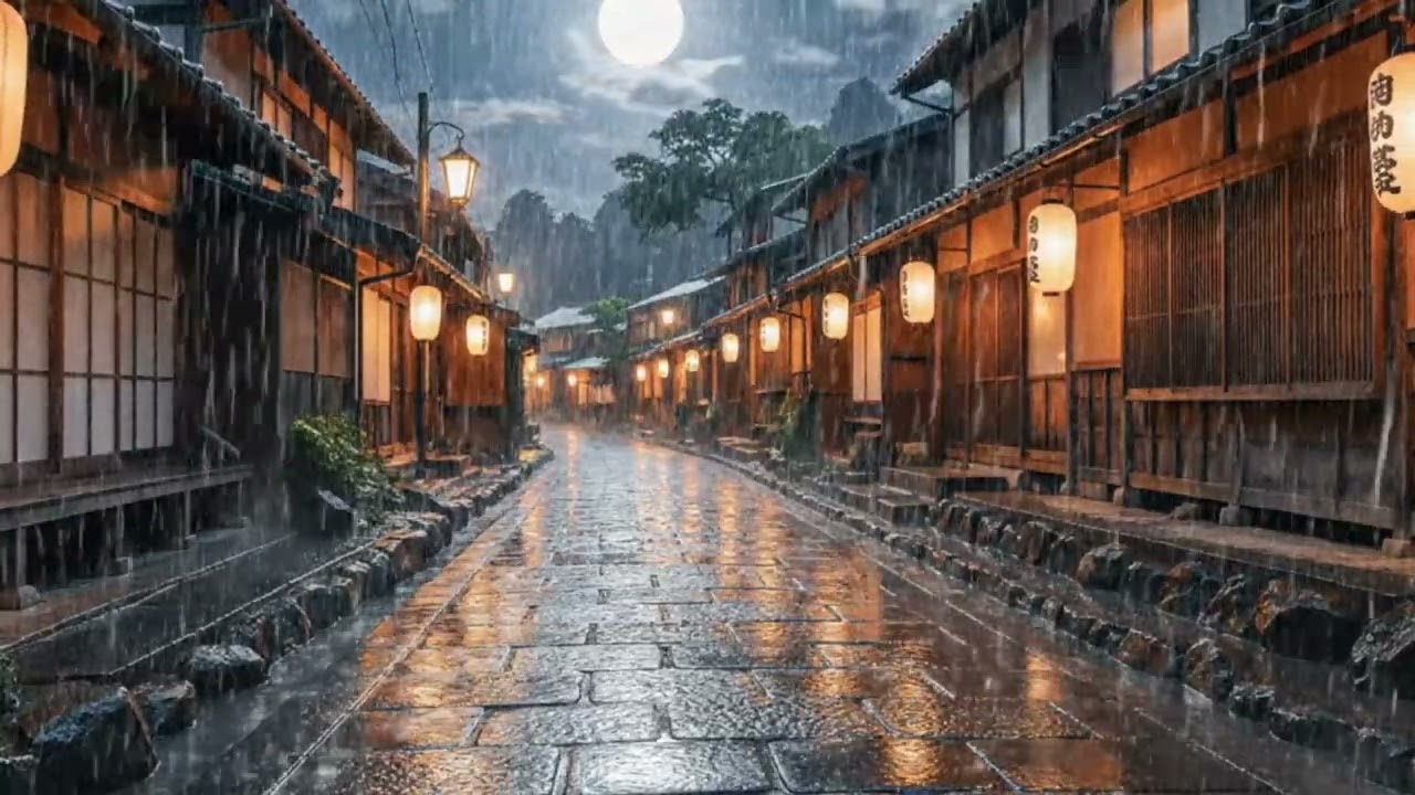 🌧️ Sleeping Japanese Village Rain | Deep Night Ambience for Sleep | 4 Hours