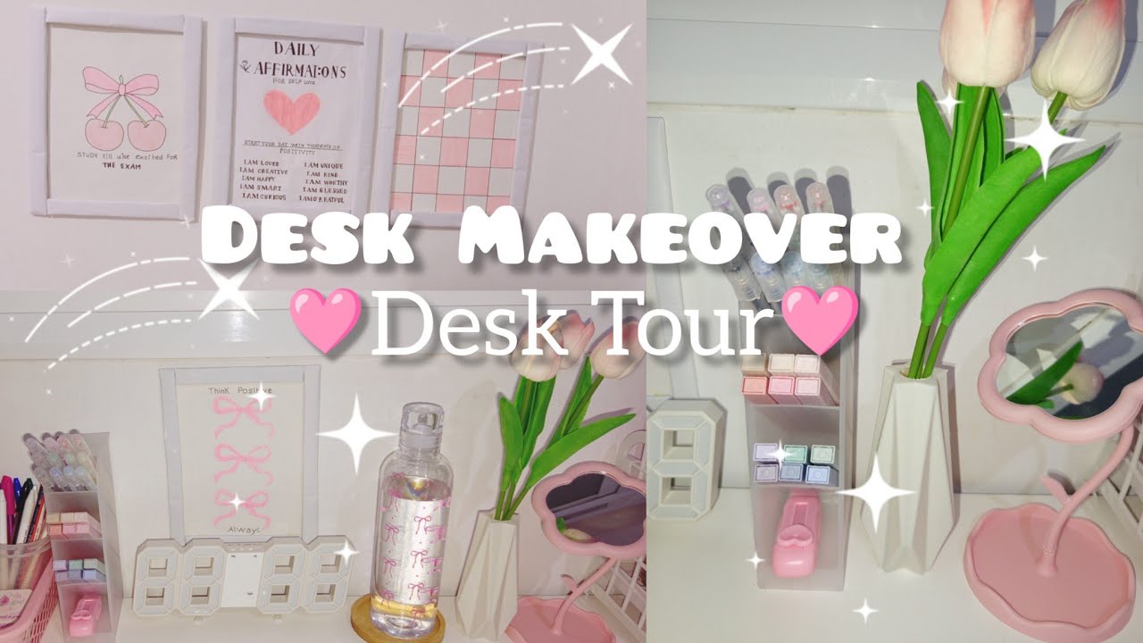 إعادة ترتيب المكتب🌷/غيرت ديكور المكتب/ جولة بمكتب / desk makeover /أفكار رائعة للمكتب