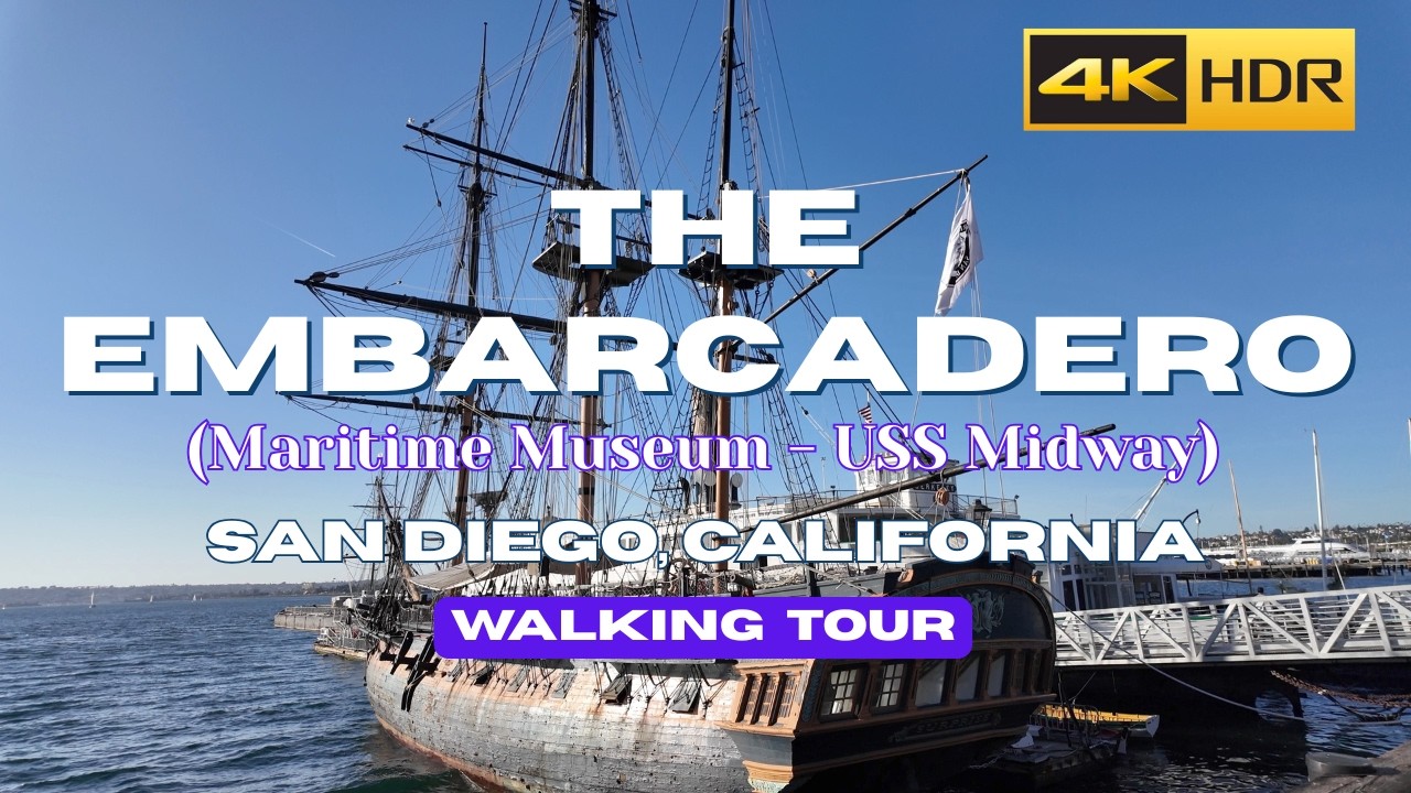 [4K] Walking Tour of Embarcadero San Diego 🇺🇸 | Scenic Harbor & City Views