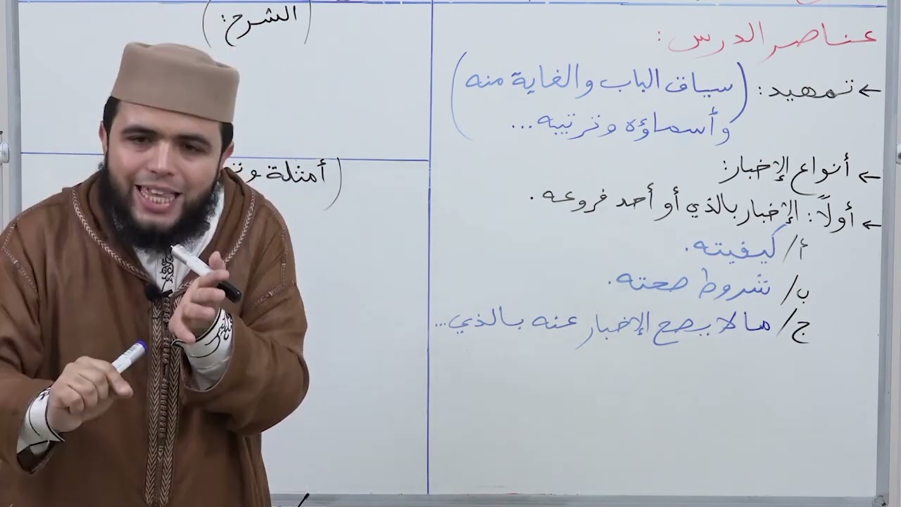 الأسبوع 6: شرح ألفية ابن مالك الإخبار بالذي والألف واللام، حصة (1)  / مادة النحو الثالثة ثانوي عتيق.