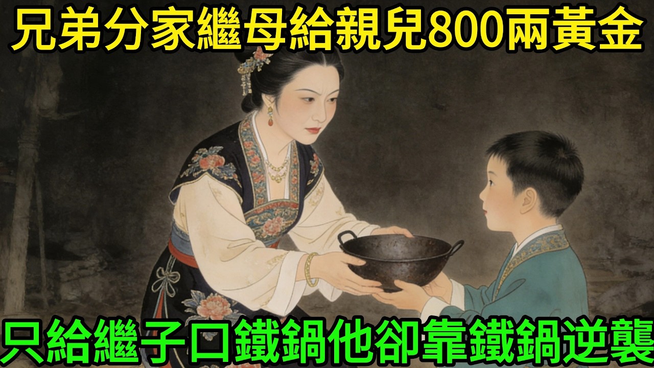 兄弟分家，惡毒繼母給親兒子800兩黃金，卻只給繼子一口鐵鍋，不料繼子靠鐵鍋徹底崛起，繼母嫉妒紅了眼！#民間故事#善有善報#爲人處世#故事分享