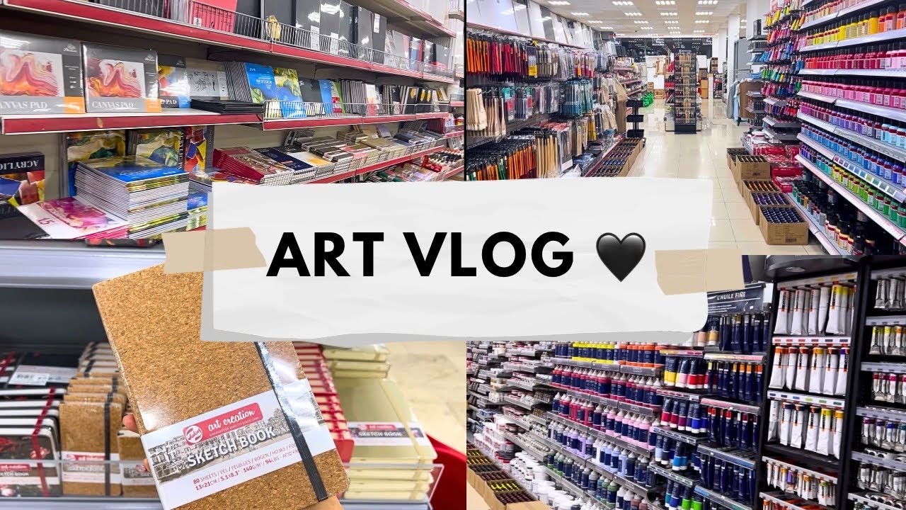 فلوق جولة عن ادوات الرسم في مكتبة الشرق و دايسو✨🖤 | Art Vlog