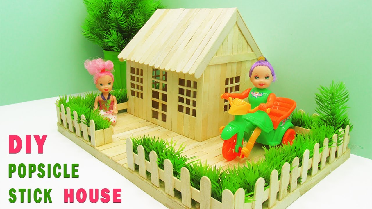 How to Make Popsicle Stick House   How to Make Popsicle Stick Garden Villa