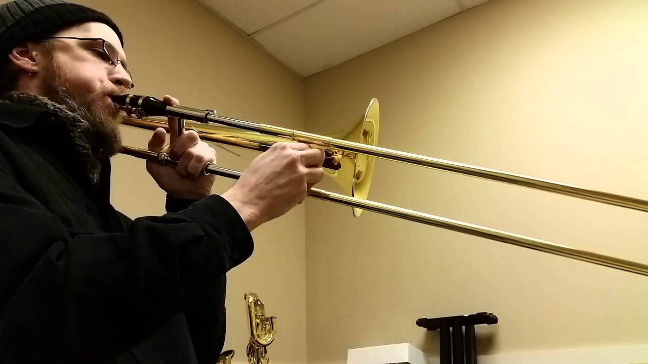 Sax mouthpiece on a trombone