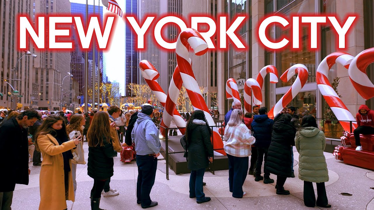 New York New Years Eve 2024 🎉🎀 Bryant Park, Rockefeller Center, Sixth Avenue. NYC Walking tour