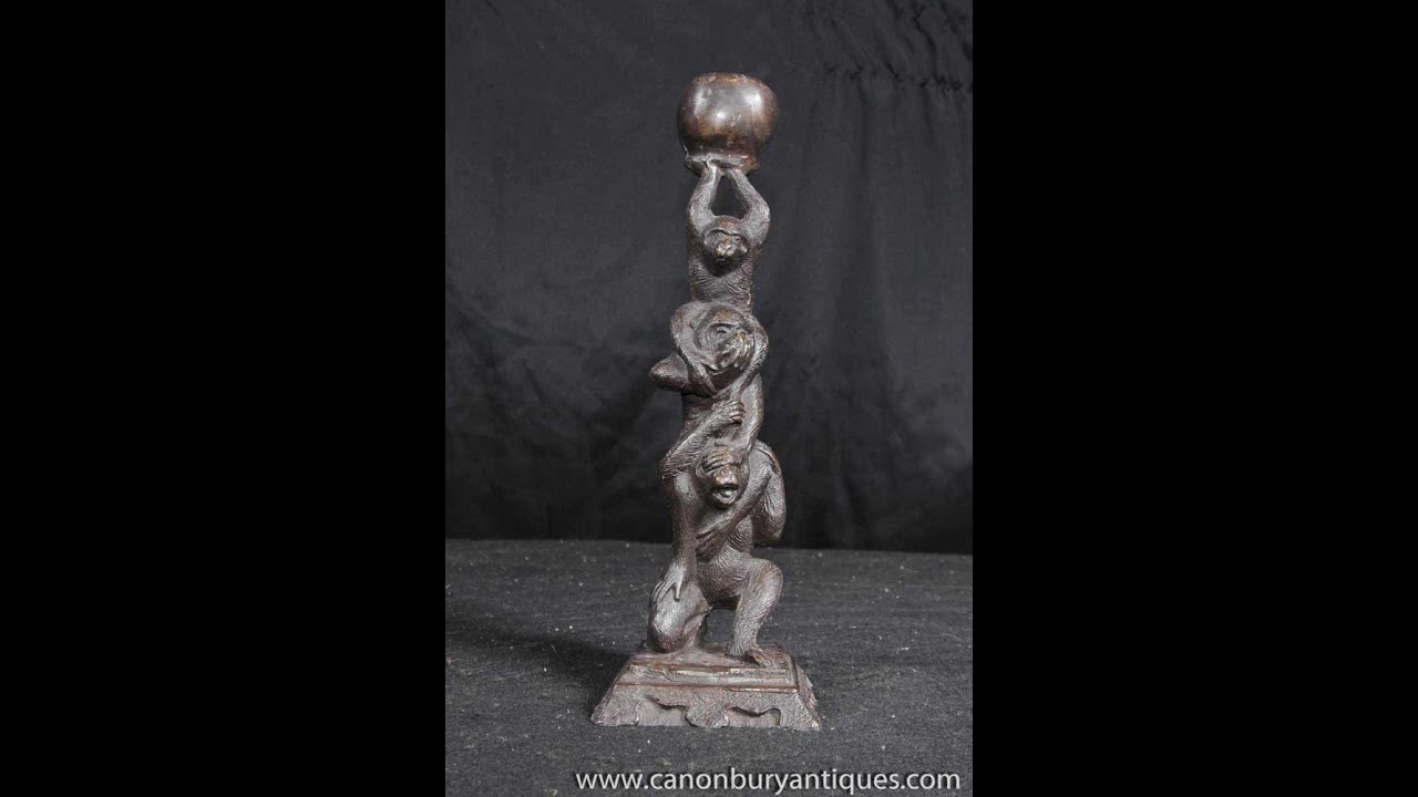 Bronze Three Wise Monkeys Statue Hear See Speak No Evil