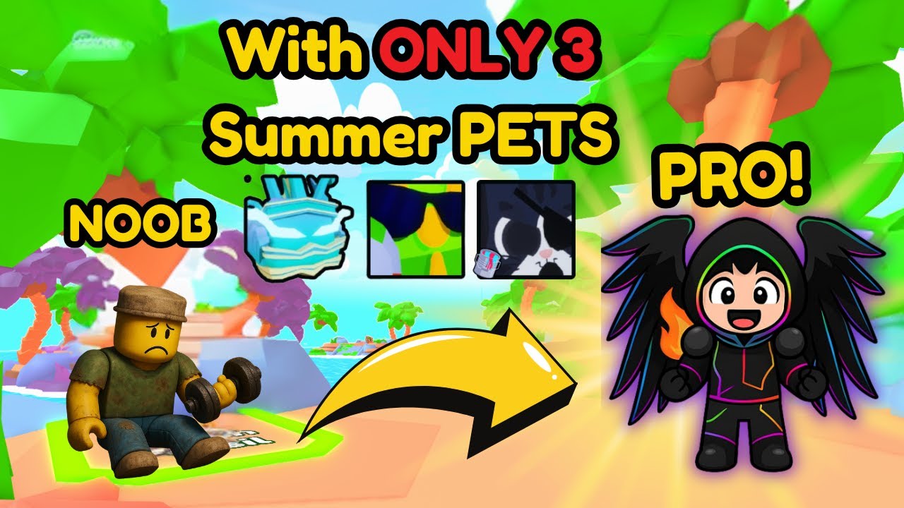 Noob to PRO Using ONLY 3 SUMMER PETS!  Arm Wrestling Simulator