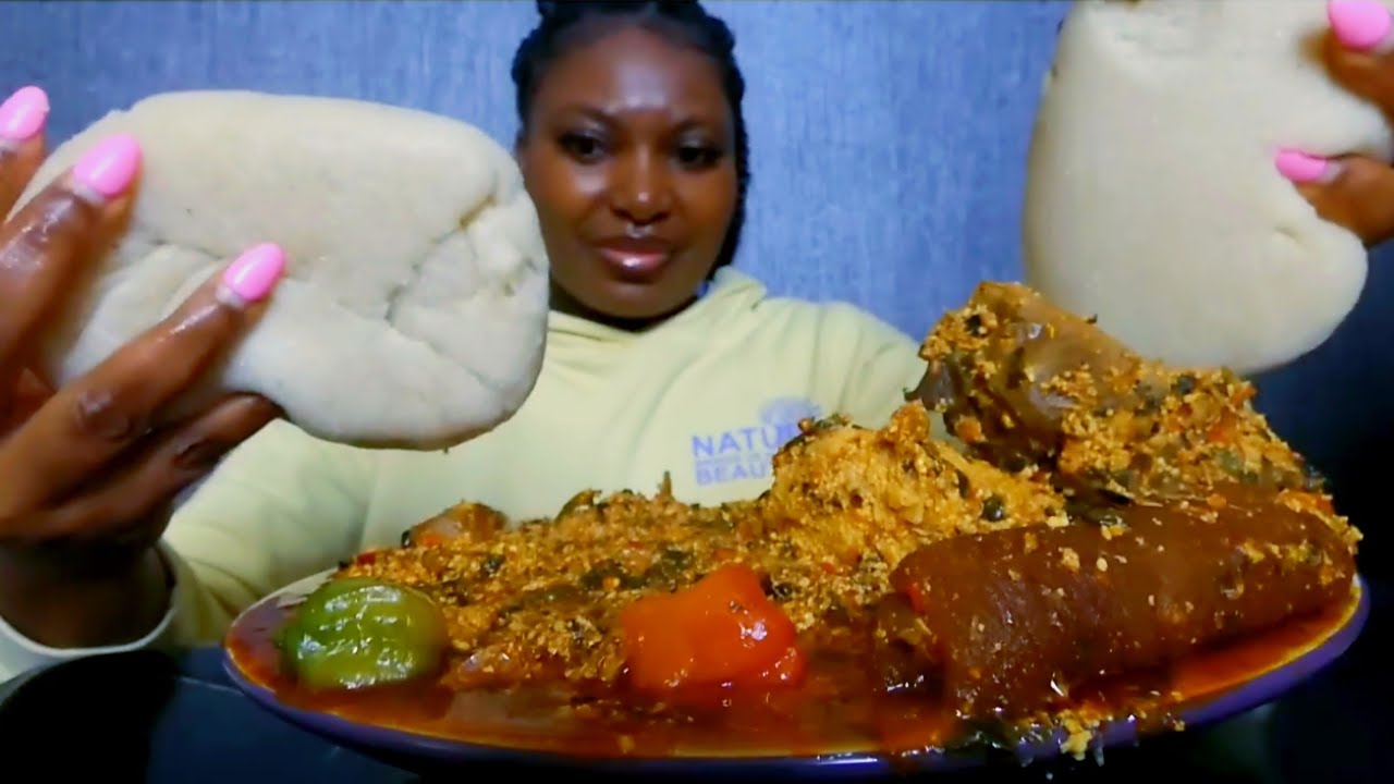Asmr mukbang egusi soup with fufu