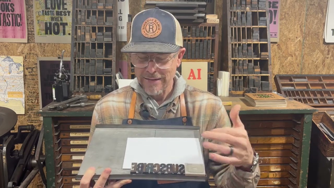 Hand Carved Linoleum Block + Wooden Type - Letterpress Printed Sign