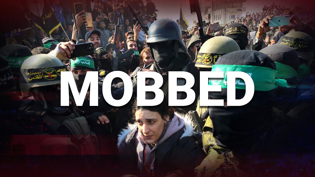 Shocking moment mobs of Gazan men swarm and spit on innocent Jewish hostages as they are released