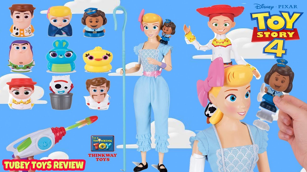 NEW Toy Story 4 Toys Huge Haul Poseable Bo Peep & Giggle, Finger Family, Jessie Thinkway Toys Tubey