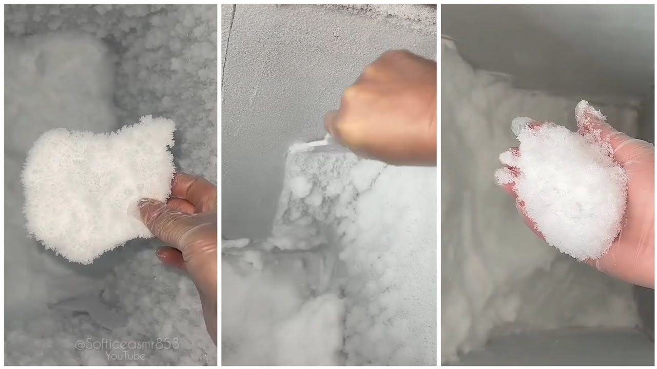 Freezer Frost Eating and Scraping ❄️ Ice Eating from Freezer #freezerfrost #iceeating #asmreating 
