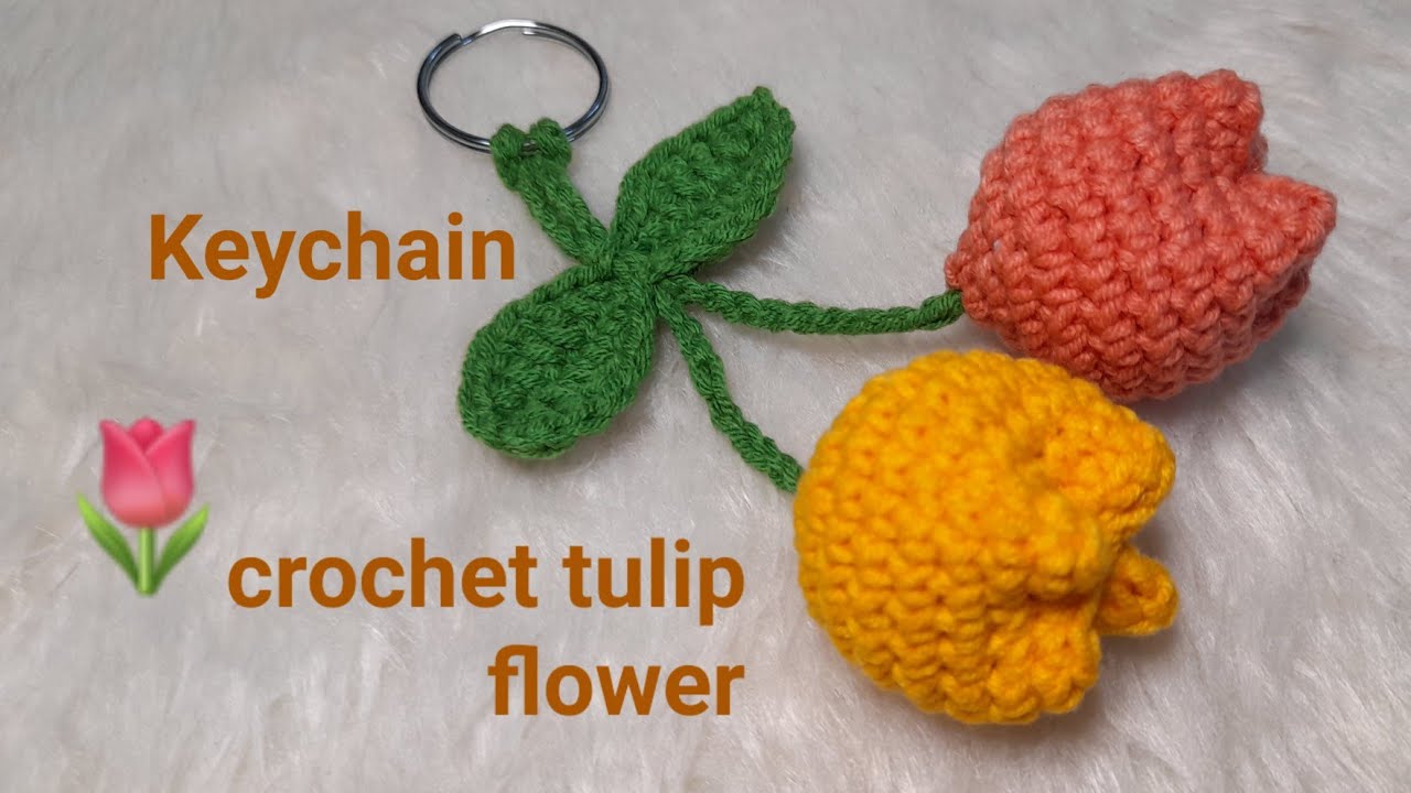 ميداليه كروشيه زهرة التوليب crochet tulip flower مناسب للمبتدئين 🌷