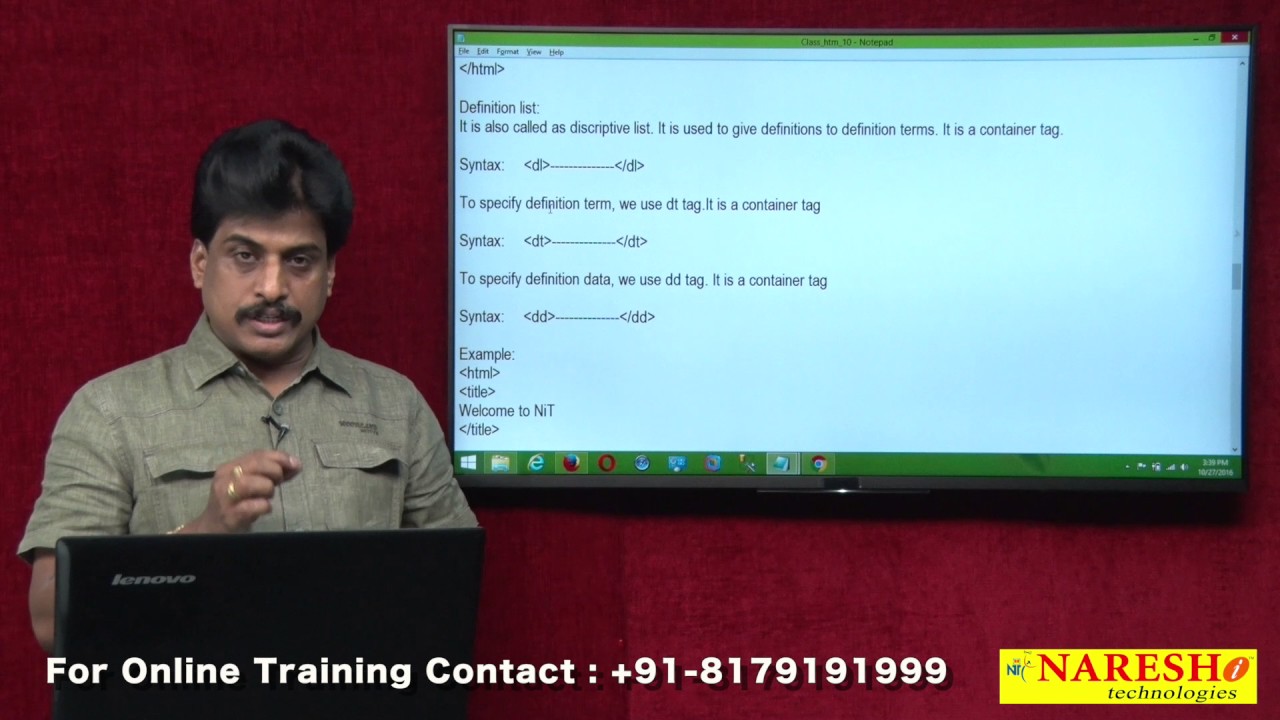 HTML Lists | Web Technologies Tutorial | Mr.Subbaraju