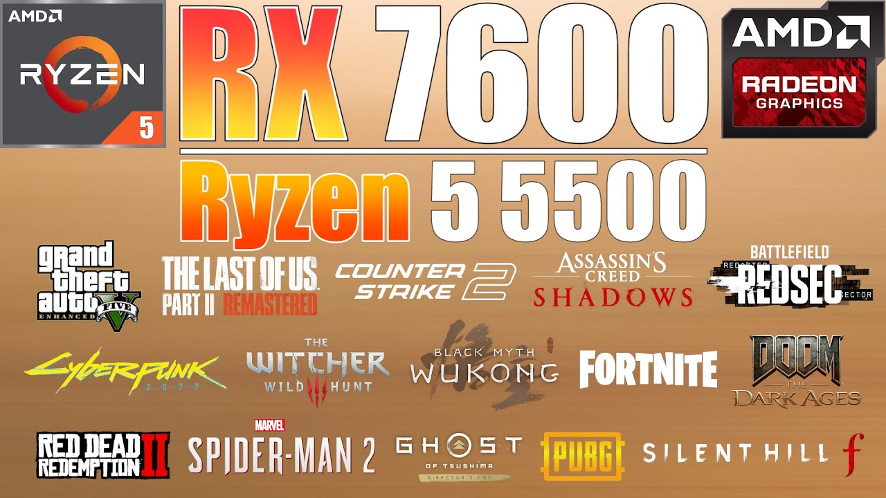 Ryzen 5 5500 + RX 7600 : Budget Gaming PC build? 15 Games Tested