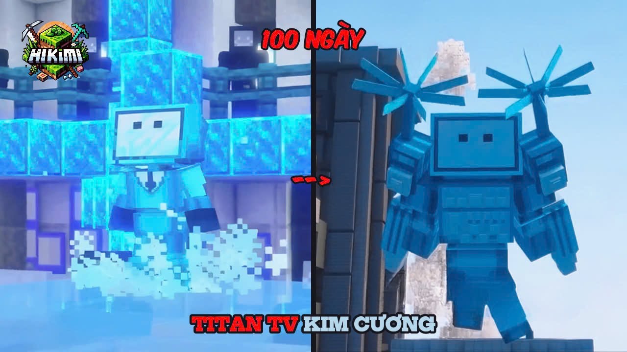 Tóm Tắt 100 Ngày Trong MInecraft - Trở Thành Titan TV Kim Cương Đối Đầu Vs Sikibidi Cưa Kim Cương