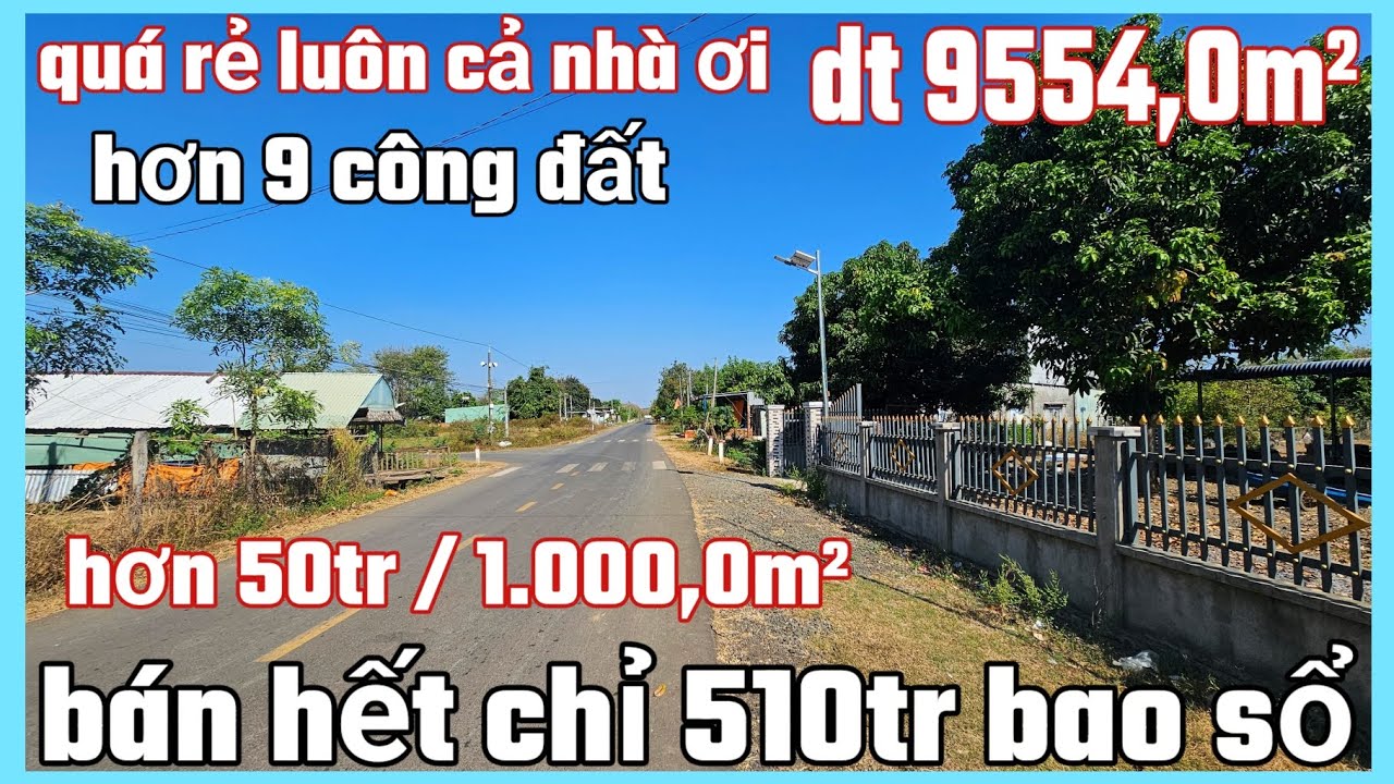 Chính chủ cần bán mảnh đất dt 9554,0m² sổ sẵn bán hết chỉ 510tr bao sổ 