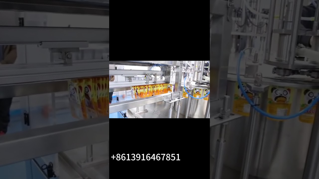 Rotary 4 nozzle spout pouch energy drinks, juice filling capping machine