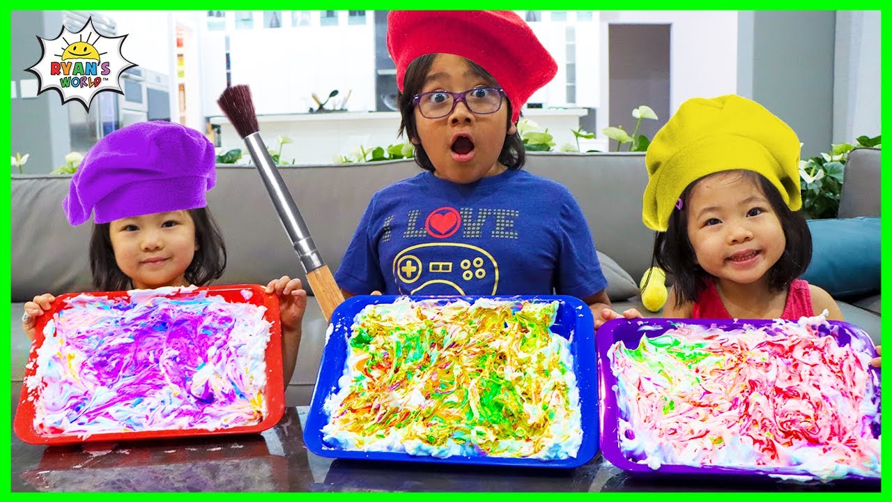 Easy DIY Shaving Cream Art for Kids with Ryan's World!!