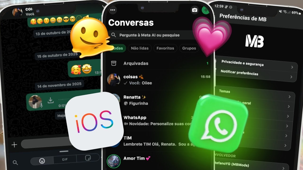 WHATSAPP IGUAL IPHONE MB IOS 2.5.2 ATUALIZADO 2025 com EMOJIS IOS + FONTES IOS + LIQUID GLASS 🔥