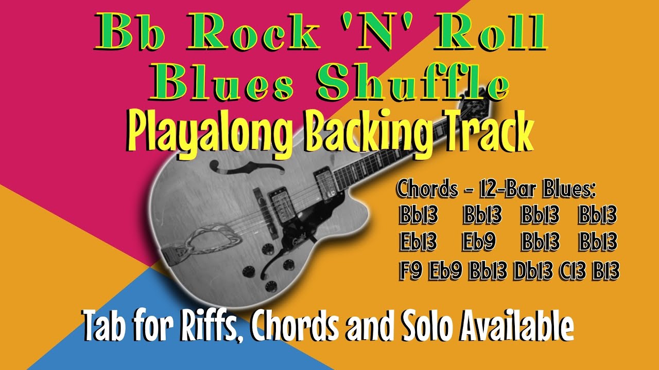 Bb Jump Blues/ Rock N Roll Shuffle Backing Track 160bpm [Guitar & Bass Tabs available] Link to solo!