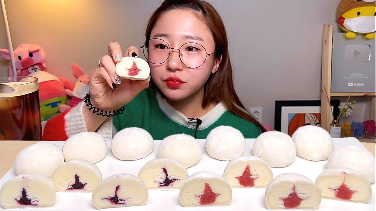 끼리 크림치즈 찰떡 블루베리 스트로베리 찰떡 디저트 먹방 Dessert Mukbang
