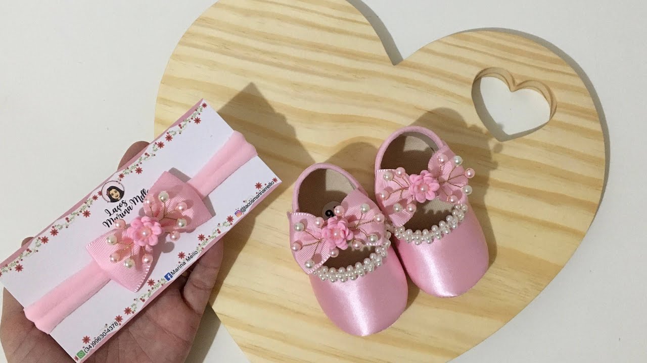 KIT LUXO Sapatinho+Faixa de Bebê/Pap/Diy🎀By Marina Mello