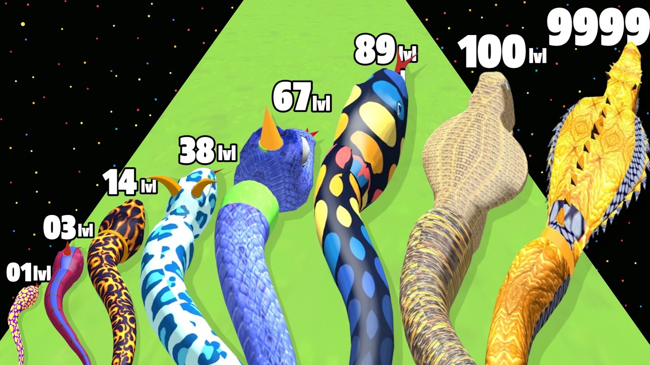 Snake Evolution Run - Level Up Snake Max Level Gameplay (Snake Run Merge)