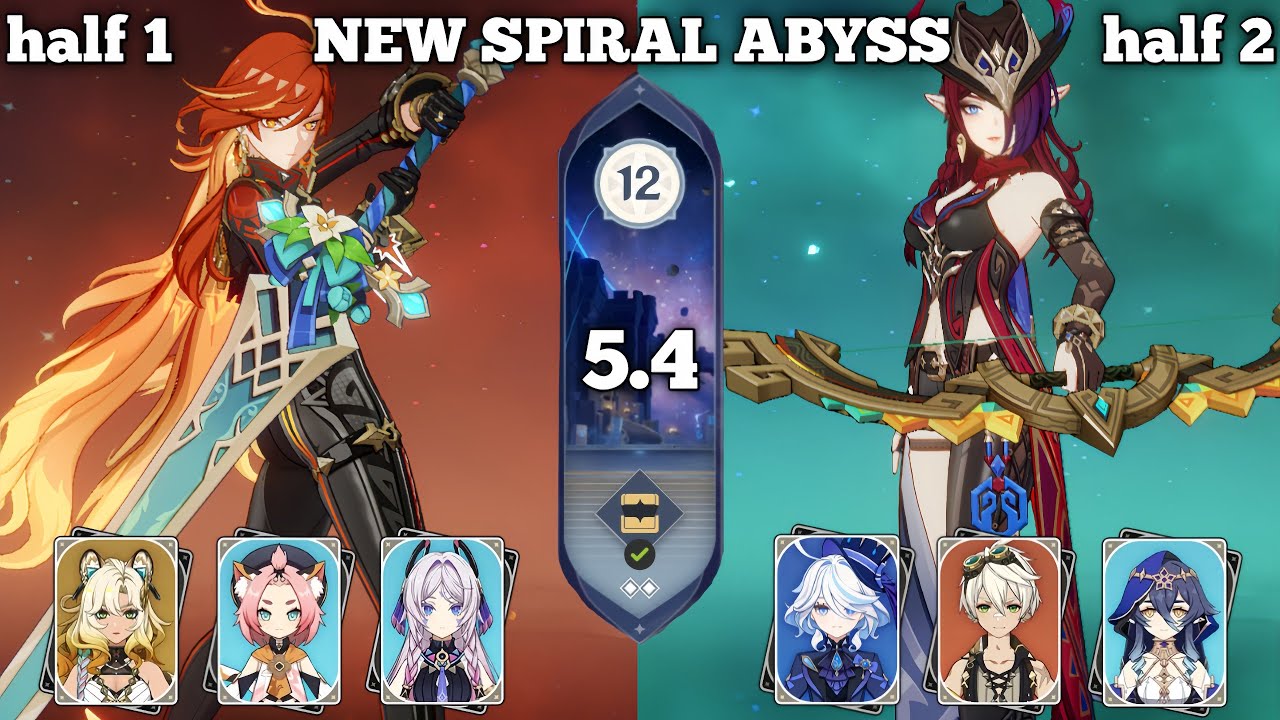 NEW SPIRAL ABYSS 5.4 C0 MAVUIKA & C0 CHASCA FULL STARS FLOOR 12