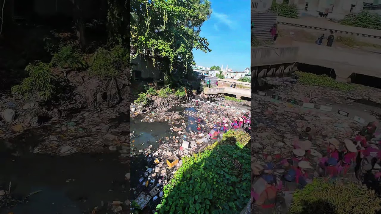 Cleaning up the dirty canal in our area 
