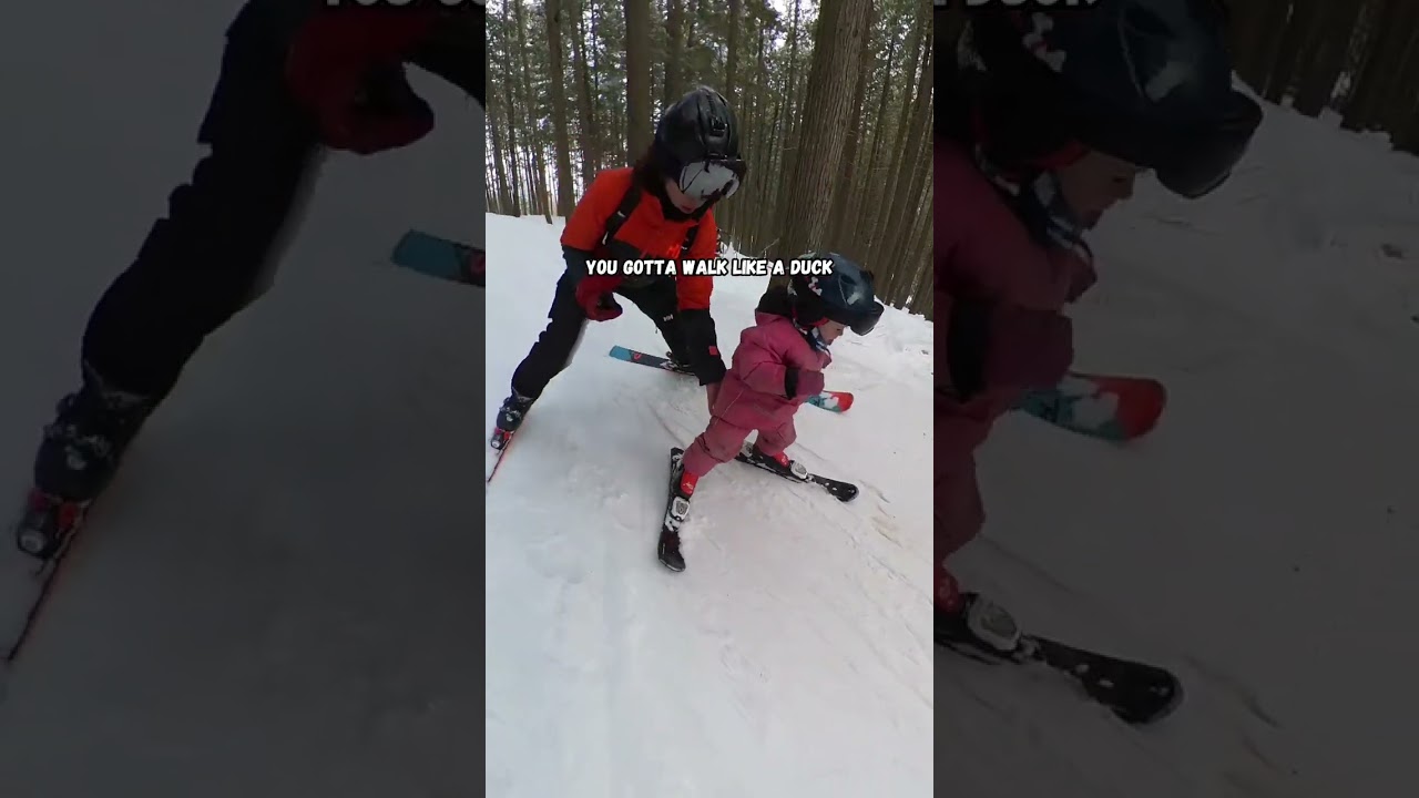 Skiing little ducks get stuck sometimes #skiing #toddler #parenting