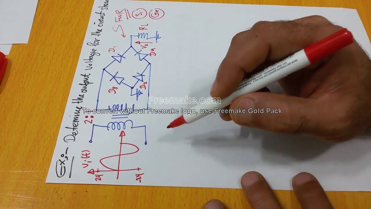 Analysis of a Diode in AC circuit 5: Full wave Bridge rectifierمقوم الموجة الكاملة بوجود القنطرة
