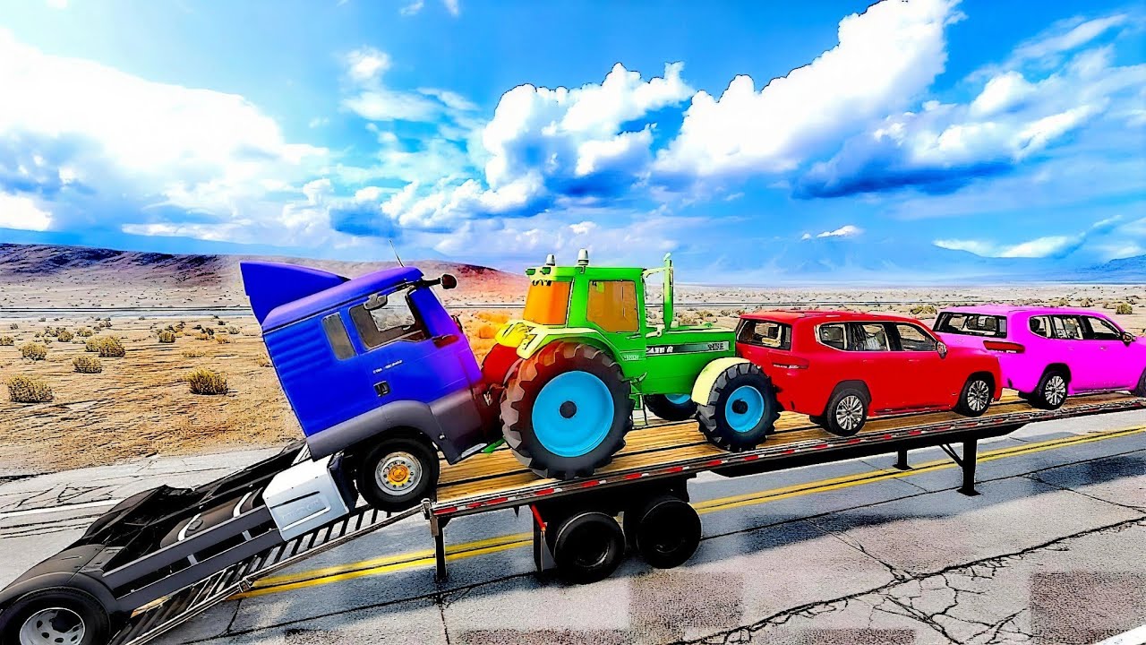Flatbed Truck McQueen | Transportation with Truck - Pothole vs Car # | BeamNG.Drive Gameplay