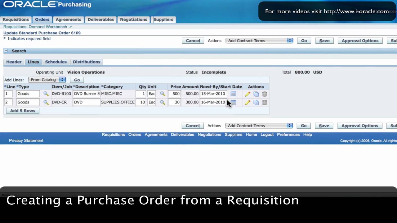 Oracle Training - Create Purchase Order from Requisition in Oracle E-Business Suite R12 (1080p - HD)