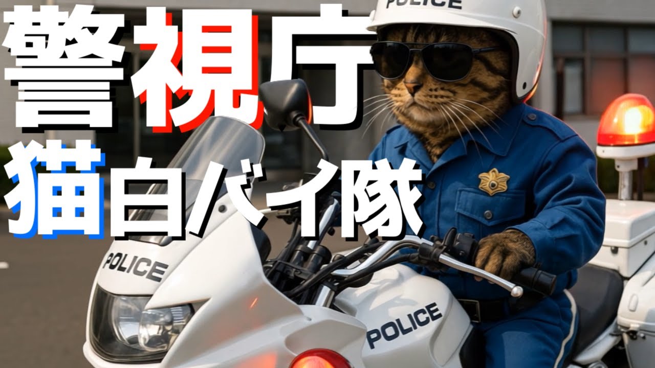 イケメン白バイ隊員猫！暴走族や悪質ドライバーを検挙！【AI猫警察24時】