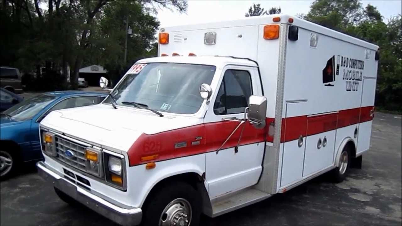 AMBULANCE 1990 FORD ECONOLINE 350 start up walk around and review