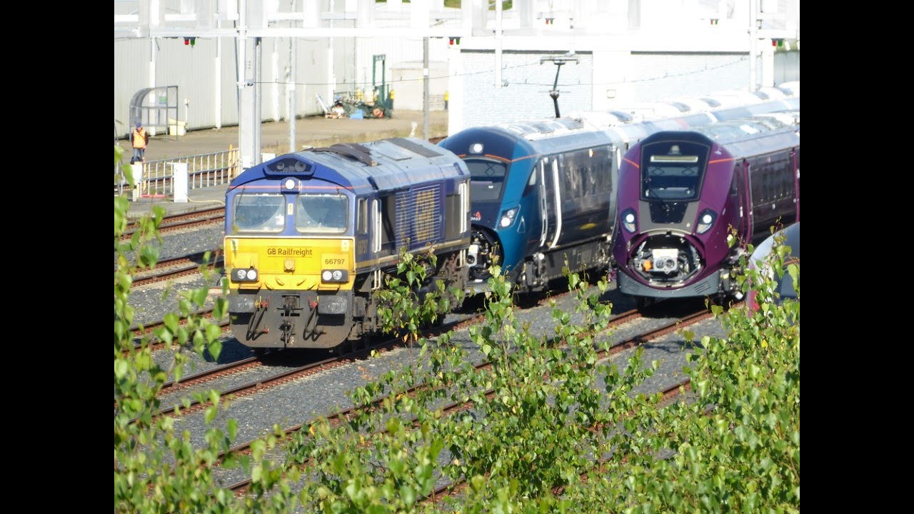 "New" 807 003 for Avanti West Coast being dragged to Darlington with 66 797 from  Hitachi Factor