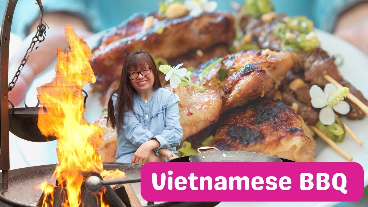 Vietnamese BBQ, Beef Skewers with Oyster Sauce, Garlic Jumbo Prawns, Lemongrass and Chilli Pork Ribs