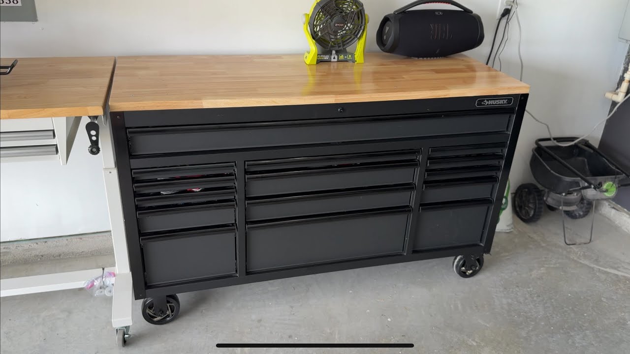 HUSKY 61 in. W x 23 in. D Heavy Duty 15-Drawer Mobile Workbench Tool Chest