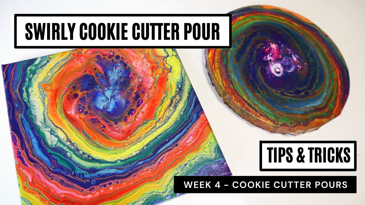 SWIRLY COOKIE CUTTER POUR / tutorial acrylic pouring / rainbow art step-by-step guide. Tips & Tricks
