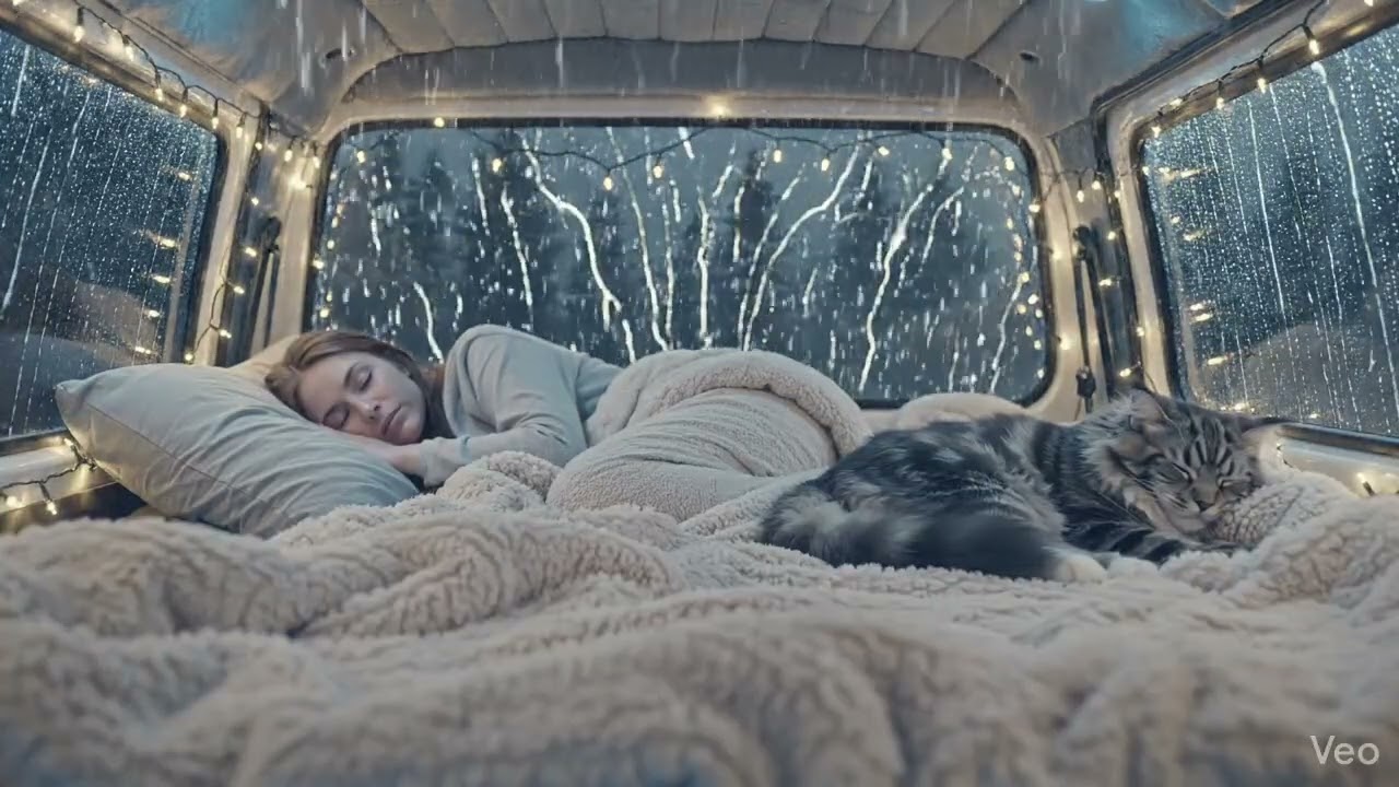 Sleep Anxiety Relief with Rain ASMR I Van Life