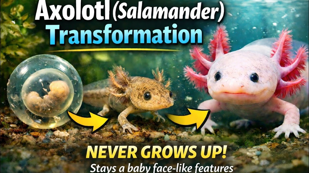 Axolotl (Salamander) Transformation 🦎 | Egg to Adult Axolotl #AnimalLifeCycle #Nature #Education
